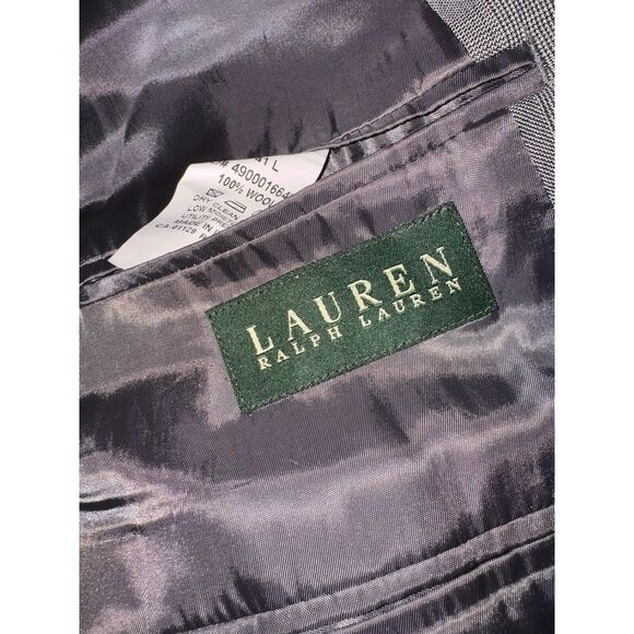 Lauren Ralph Lauren Blazer Men 41R Gray Plaid 2 Button Sport Coat Silk 100% Wool - Picture 7 of 8